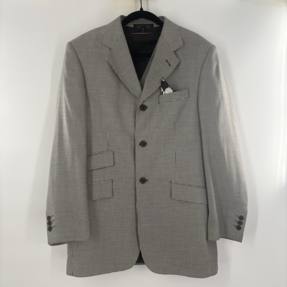 Vintage Gulliano Couture Men's Striped Wool Suit Blazer And Vest R38 W32